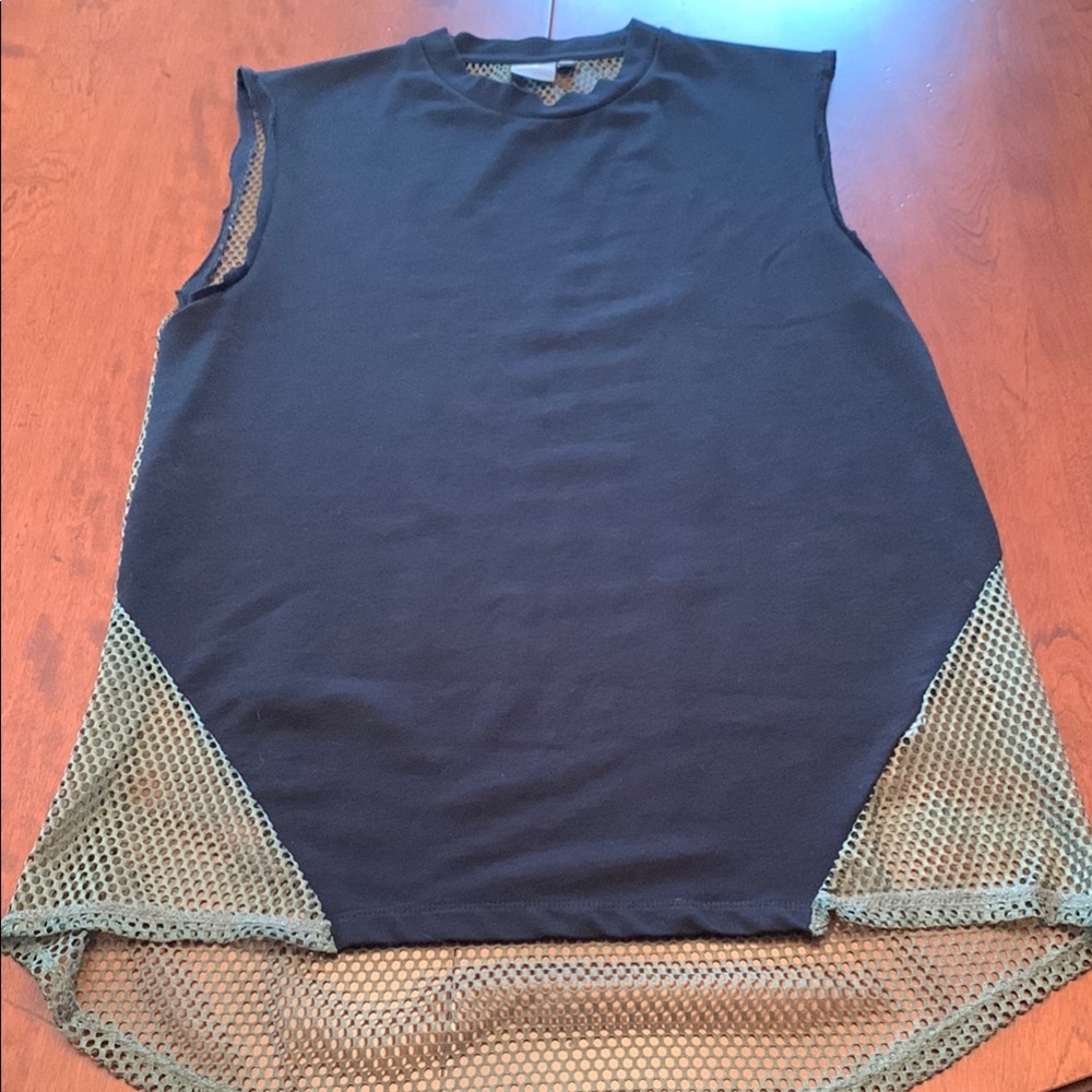 Size Medium ASOS Black Tank with Green Mesh Detail